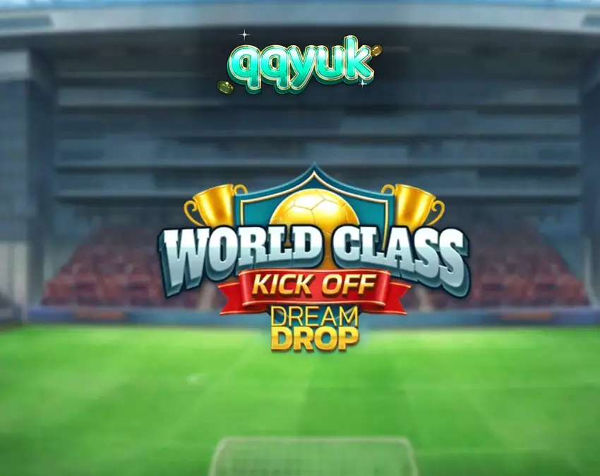 Tampilan antarmuka slot World Class Kick Off Dream Drop dengan elemen retro sepak bola.